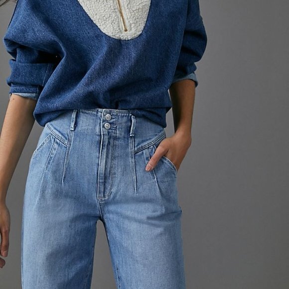 Denim PAIGE Ultra High-Rise Pleated Jeans (NWT) - Picture 4 of 4